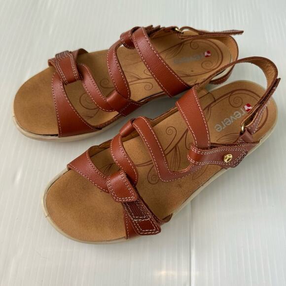 Revere Emerald Cognac leather sandals women’s size 7 - Picture 2 of 10